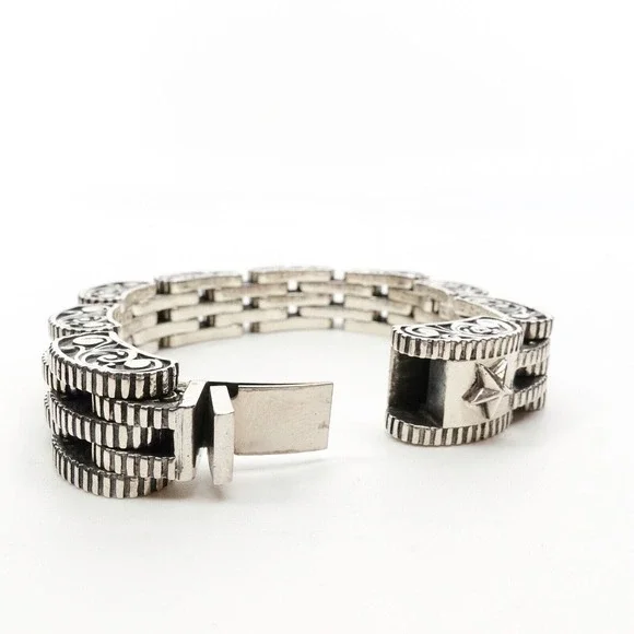 King Baby Studio Small 7 Row Rotor Link Bracelet Star Box Clasp Silver .925 - Picture 7 of 11